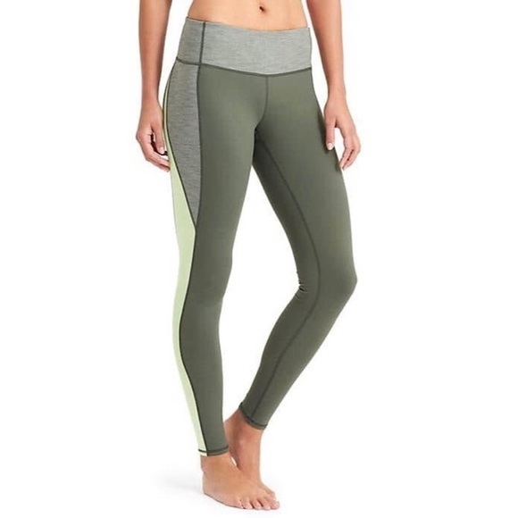 Athleta Women’s‎ Colorblock Revelation Tight Leggings Green Yellow Size Small - Picture 1 of 12